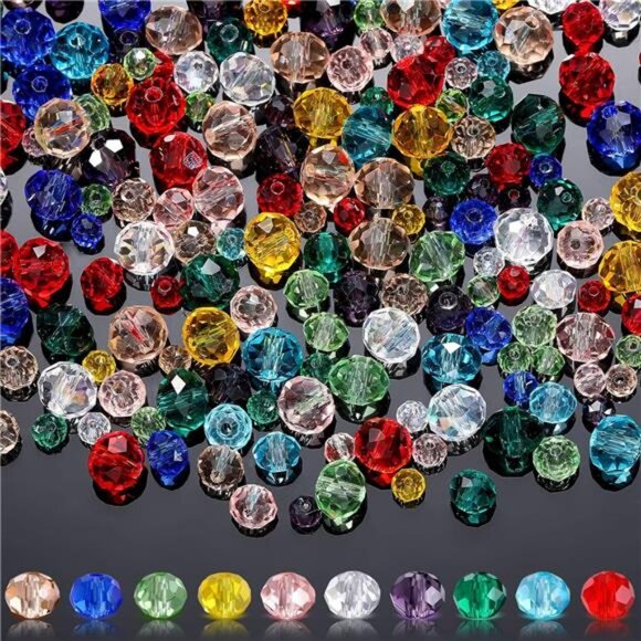 1000 Pcs Glass Beads Bulk Assorted Crystal Beads for Jewelry Making Colorful - Picture 1 of 7